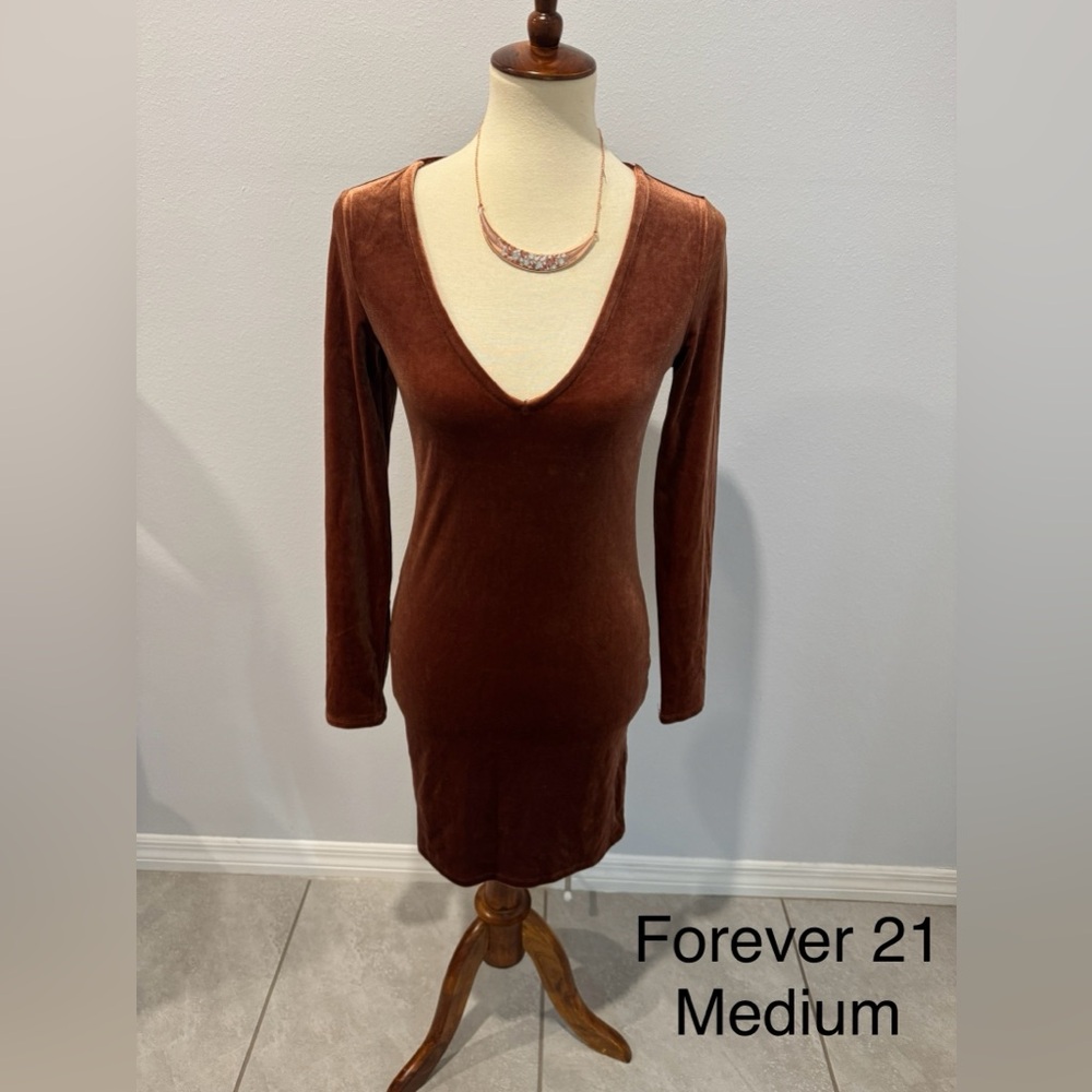 Forever 21 Rich Brown Long Sleeve Dress